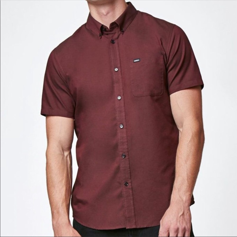 RVCA Burgundy Button Up Top